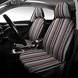 PONYJOYUP Baja Saddle Blanket Car Seat Covers 4PCS Front, Breathable and Washable Striped Woven Automotive Vehicle Seat Cover, Universal Seat Cover for Sedan, SUV, Truck, Airbag Compatible