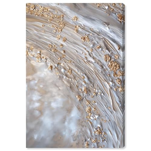 Art Remedy Shimmering Milky Canvas Elegant Gold Abstract, Gallery Wrapped, 16" x 24" by Art Remedy - Used condition - US$44.23