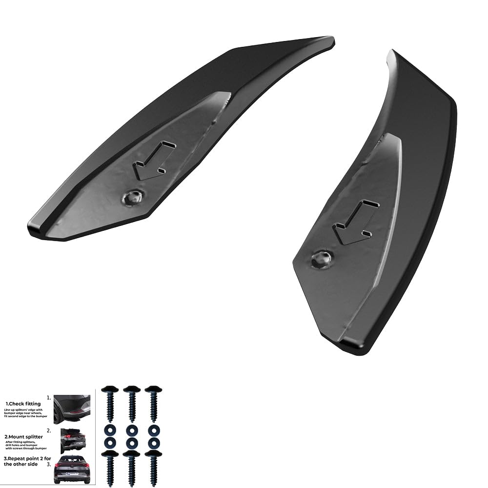 Oneway Difusores Laterales Traseros compatibles con Cupra Leon HB 2020- - Negro Brillante