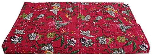 Indian Bird of Paradise Print King Size Kantha Quilt Kantha Blanket Bed Cover King Kantha Bedspread Bohemian Bedding Kantha Blanket Throw