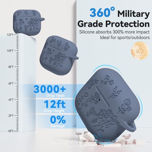 Image of Ekoonpft for AirPods 4 Case, Soft Silicone Flower Engraved Airpod 4 Cases with Qute Keychain & Cleaning Kit, Compatible with AirPods 4th Generation 2024 Cover for Women Girly, Anti-Scratch, Shockproof