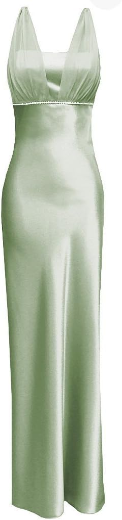 Satin Chiffon Holiday Bridesmaid Long Formal Gown Crystals Junior Plus Sage XX-Large