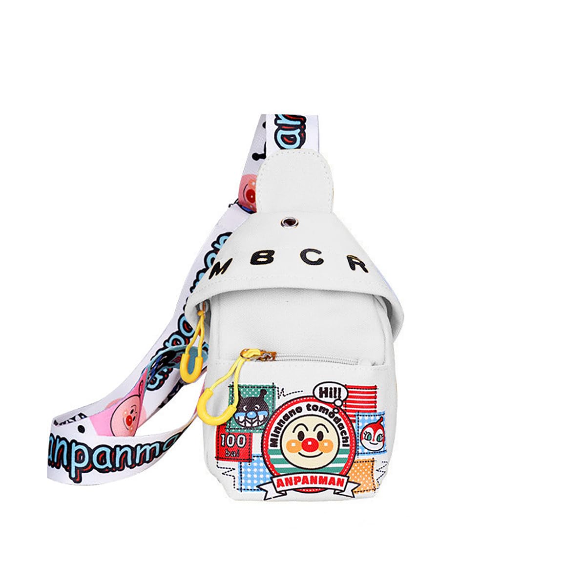 Celebrity Cartoon Canvas Small Bag Girl Children's Bag Shoulder Messenger Bag Chest Bag(White)