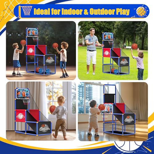 flybakiz Kids Arcade Basketball Hoop with 4 Balls, Indoor Outdoor Single Shot Basketball Game for Toddler,Carnival Games Sport Toys Gifts for Boys Girls Ages 3-8 Years Old,Ideal for Competition - Thumbnail 4