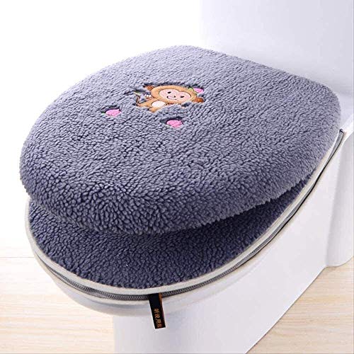 YLKCU 2 Stück weicher Badezimmer-Toilettensitzbezug, verdicktes Cartoon-Toilettensitzkissen Zweiteiliger Reißverschluss-Toilettenbezug Kann gewaschen Werden Verdickter Toilettensitz Umweltfreundlich