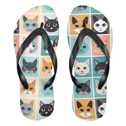 RunningBear Cute Cat Face Womens Flip Flops Sandals Women Sandals Comfortable
