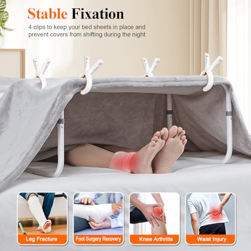DePango Decke Lifter für Füße, verstellbare Höhe Decke Lifter für Fuß des Bettes, Aluminiumlegierung Decke Lifter für Fuß Zehen Bein Knie Knöchel Post Surgery Recovery, 4 Clips enthalten