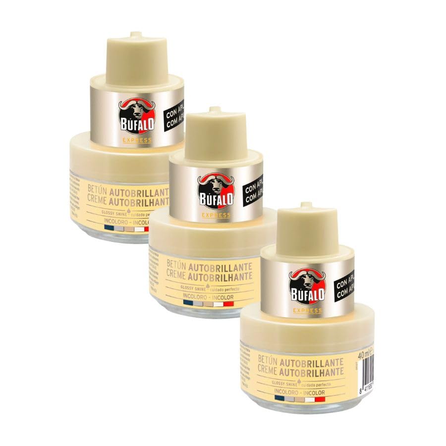 BÚFALO Crema con aplicador para zapatos incoloros BUFALO 40 ml, paquete de 3