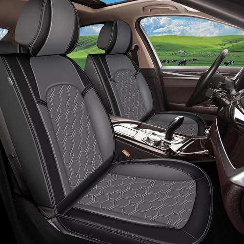 JIAMAOXIN Fit for Subaru Outback Seat Covers 2010-2024 2025 - Full Set Waterproof Leather Car Seat Covers Compatible Airbag?2 Row 5 Seat,Black & Grey?