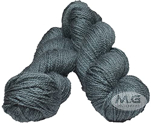 Image of M.G RABIT Excel Grey 200 gm Wool Hank Hand Knitting Wool /Art Craft Soft Fingering Crochet Hook Yarn, Needle Acrylic Knitting Yarn Thread Dyed by M.G