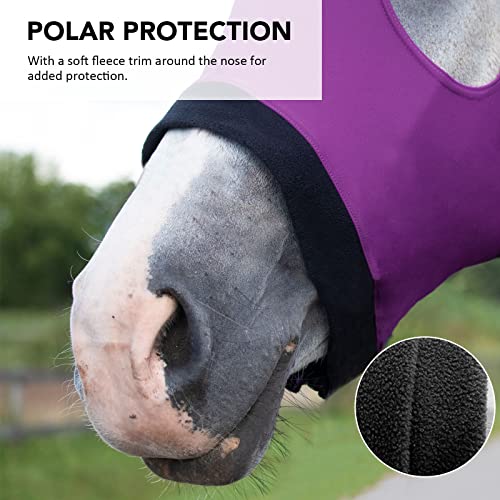 Image of Harrison Howard Stretch Horse Slinky Hood All-Covered Comfortable Horse Sleazy Neck with Zipper - Purple Large