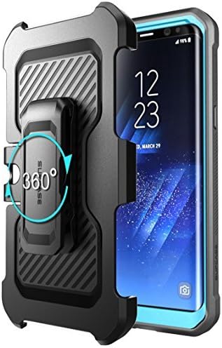 SUPCASE Samsung Galaxy S8 Case, Full-Body Rugged Holster Case with Tempered Glass Screen Protector for Galaxy S8 (2017 Release), Unicorn Beetle Shield Series - Retail Package (Blue/Black)