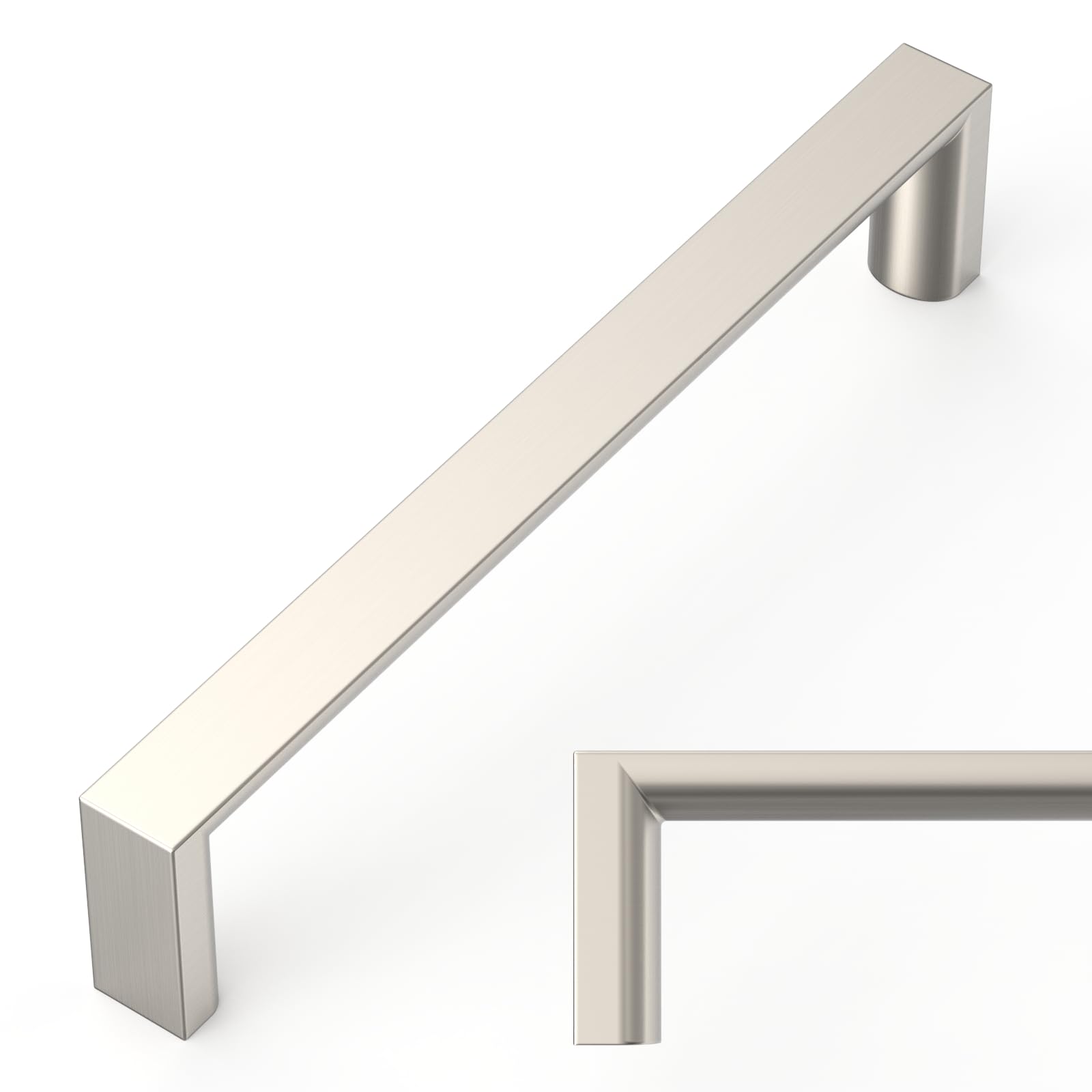 Amerdeco 10 Pack Brushed Satin Nickel Cabinet Pulls, 5 Inch(128mm) Hole Center Kitchen Cupboard Handles, Solid Zinc Alloy - Cabinet Hardware Drawer Pulls for Cupboard Wardrobe, AM042
