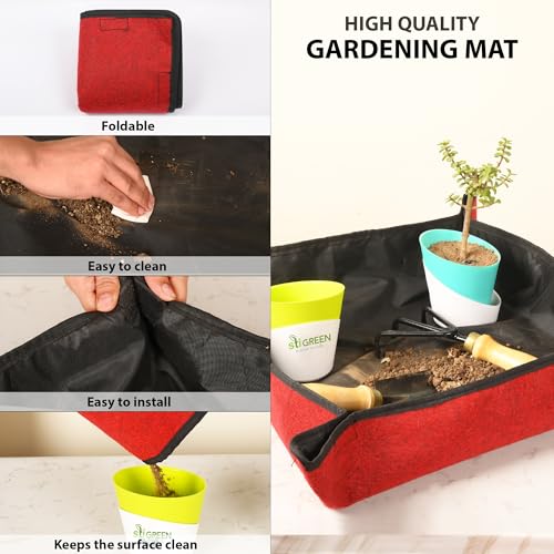 Image of Geo Fabric Gardening Mat Grow Bags 25x25 Inch (Pack of 5) | 400 GSM Heavy Duty UV-Protected Round Maroon Colour Plant Bags for Terrace and Vegetable Gardening | Strong & Reusable|
