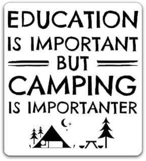 More Shiz Education is Important, But Camping is Importanter Vinyl Decal Sticker - Car Truck Van SUV Window Wall Cup Laptop - One 5.25 Inch Decal - MKS0855