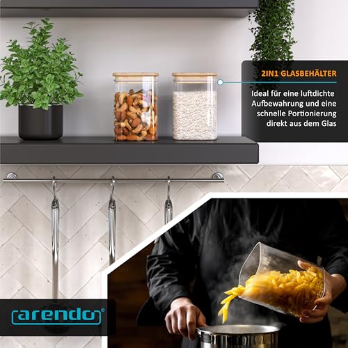 Arendo - Vorratsgläser mit Deckel 1200ml - 8er Set - Behälter aus Glas – hitzebeständig… – Ansicht 5