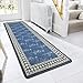 SHACOS Tapis de Passage Couloir Bleu, 60x180cm Tapis de Couloir Long Antidérapant Lavable Tapis Chemin de Cuisine Tapis Entree Long Tapis de Paillasson pour Couloir, Cuisine, Passage, Chambre