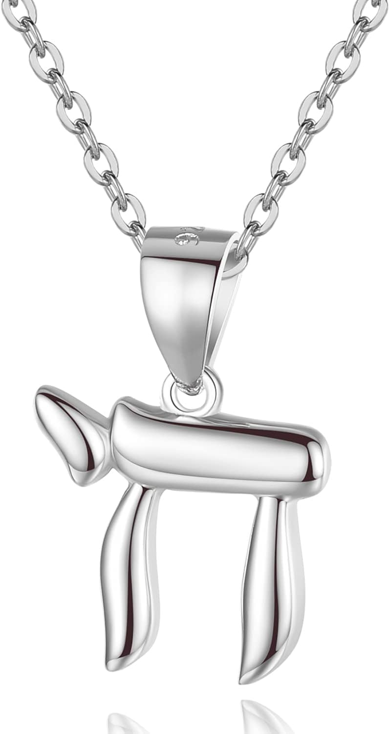 Miniatura 1 de Lavishe Collar con colgante de silla hebrea judía de plata de ley 925 18 pulgadas