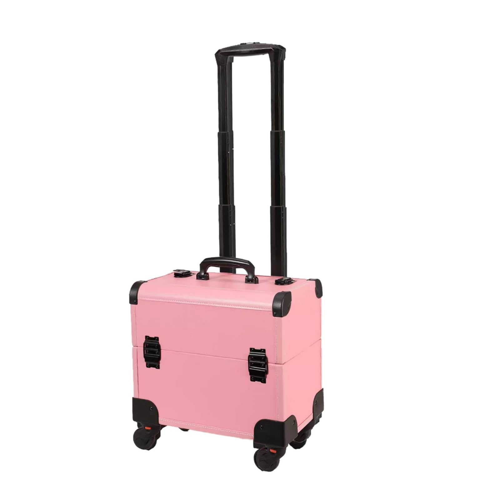 Valigia Estetista Trolley Trucco Valigetta Make Up Organizer Salone Rigido in Alluminio E Pelle con Maniglia Telescopica E Ruote Pivotanti, Professionale In Pelle, Rosa, color to 5