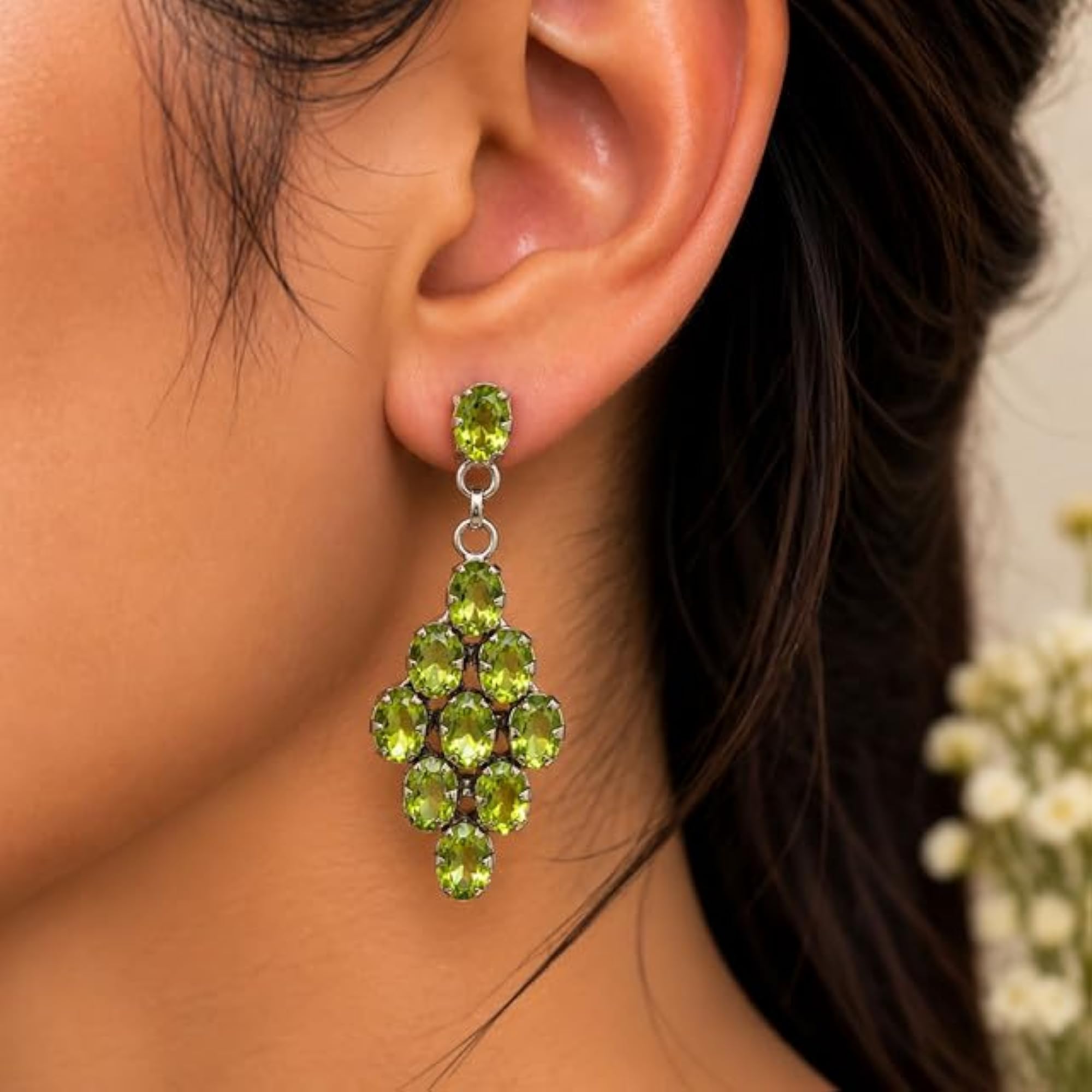 Women's 925 Sterling Silver Diamond Shaped Drop Earrings