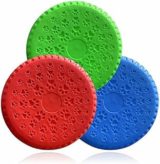 Dog Frisbee Natural Soft Rubber Flying Saucer Durable Pet Frisbees Disc Chew Toy For Land Water Outdoor Training Interactive Fun Play Of Large And Medium Sized Dogs Assorted Color (1 Piece Only)