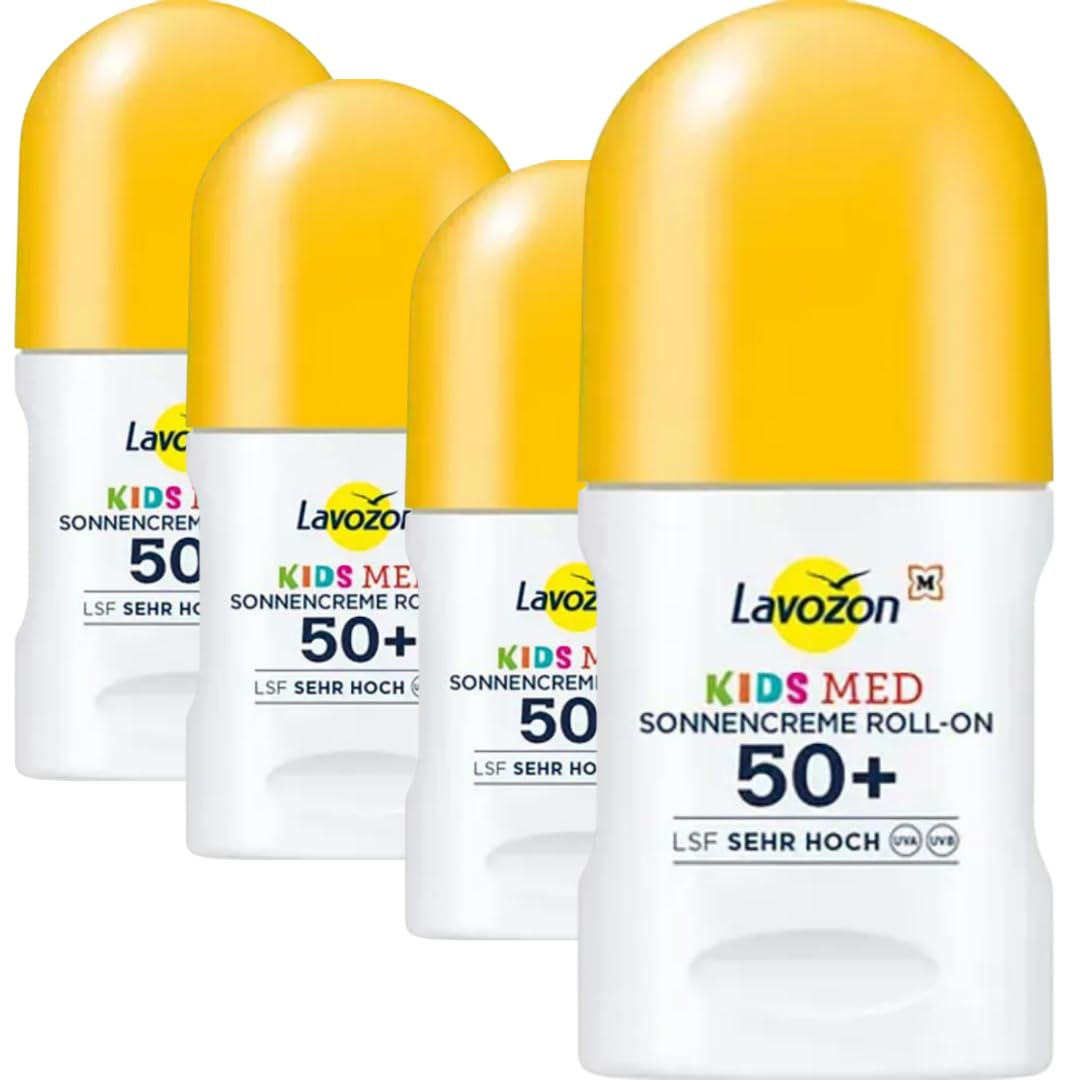 LAVVOZON Sonnencreme Kids MED Roll-On, LSF 50+, 75ml, wasserfest, 4 Er