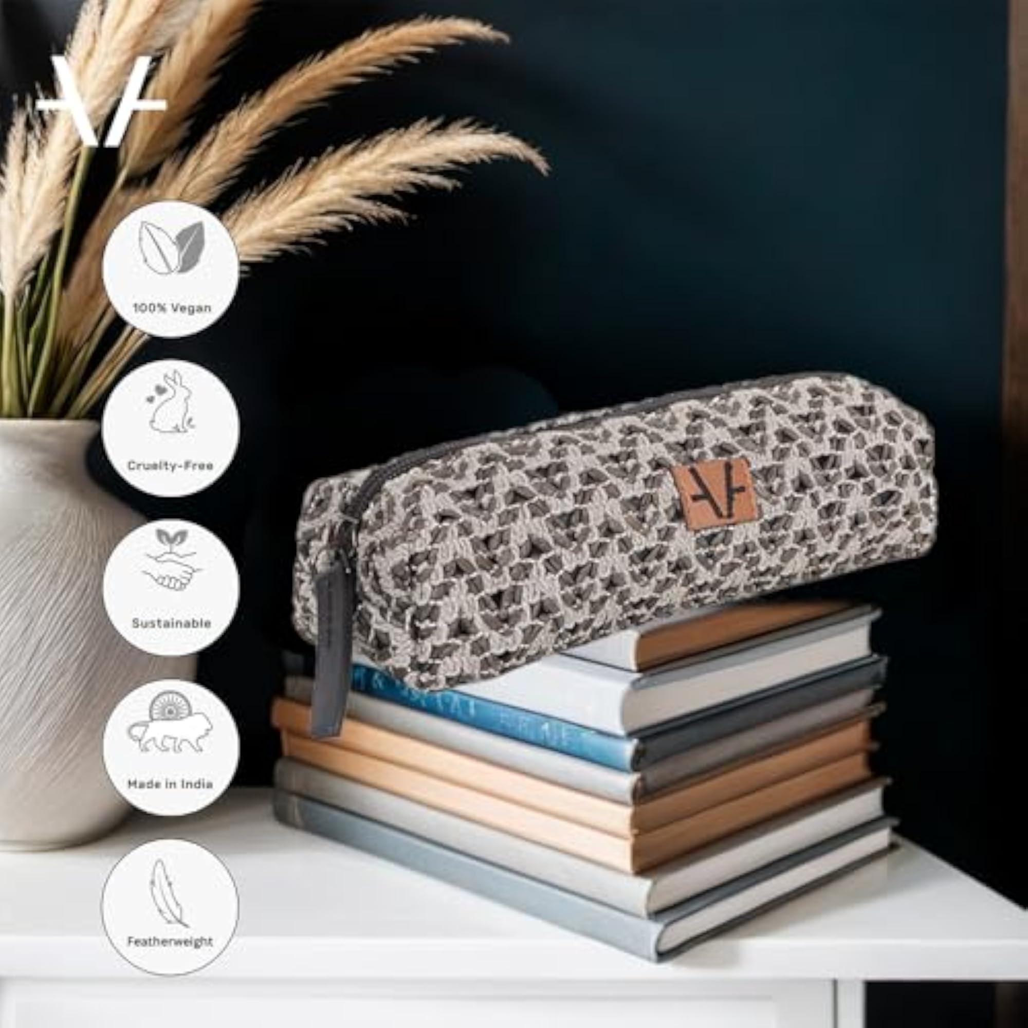 Slate Shadow Vegan Makeup Pouch for Cosmetics