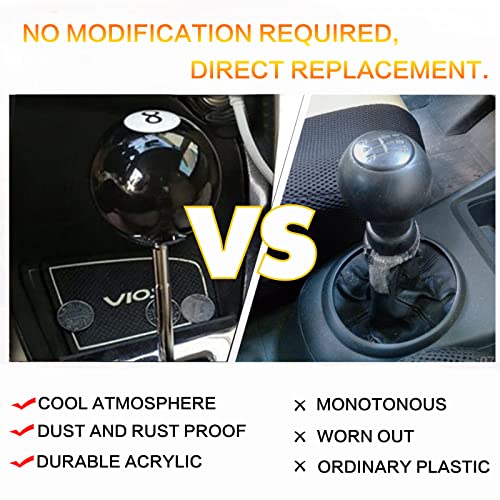 Yiuiy Round 8 Ball Shift Knob 5 6 Speed Billiard Pool Ball Gear Shifter Knob For Manual Automatic Vehicles With Adapters M12X1.25 M8X1.25, M10X1.25, M10X1.5 (8 Ball Billiard) #TOP2
