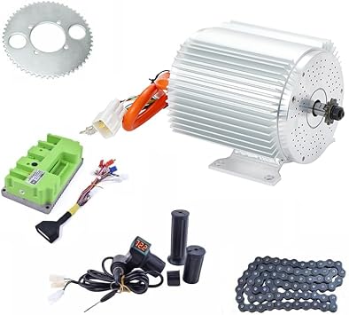 72V 3000W Brushless Motor with Temperature Sensor 6mm2 Phase Wires Electric DC Motor 80A Fardriver Controller T8F Chain for Electric Go Kart Kit 3KW with Bracket