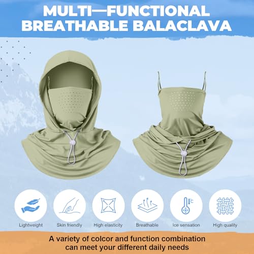 Image of Funtery 4 Pack Cooling Balaclava Face Mask UV Protection Breathable Full Head Hood for Men Women Cycling Fishing Motorcycle