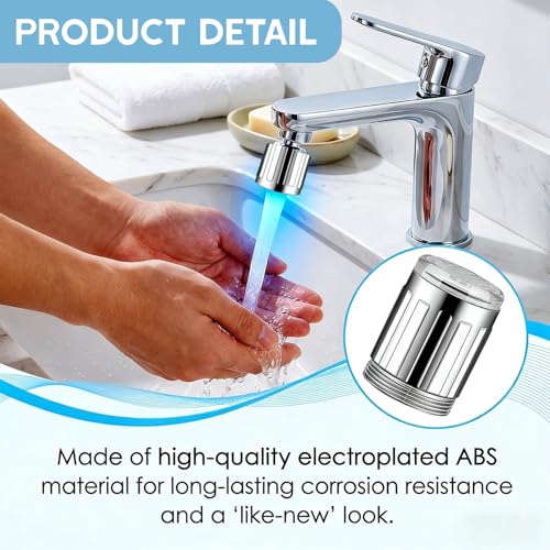 Jetstream 2 Stück LED Wasserhahn Aufsatz, Wasserhahn mit 3 Bunten LED, Wasserhahns Aufsatz mit 3 Farben Temperaturkontrolle, kompatibel mit Restaurant, Haus, Hotel, Badezimmer, Küche