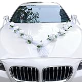 Unokit Autoschmuck Hochzeit – Hochzeitsdeko Auto mit 9 Rosen und 10 Autoschleifen Hochzeit, Hochzeitsauto Deko für Hochzeitsautos, Hochzeitsfeiern, Partys und DIY-Dekorationen, Wiederverwendbar