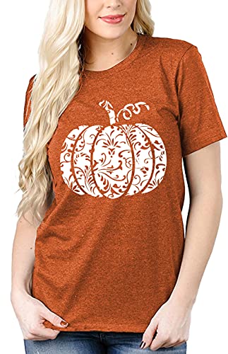Halloween Pumpkin Shirt Women Leopard Graphic Tees Short Sleeve Fall T-Shirt Thanksgiving Gift Tops3