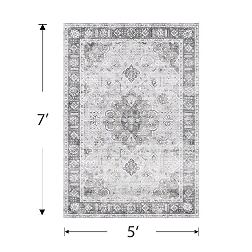 Vintage Rugs For Living Room Area Rug 5X7 Machine Washable Rug Easy Care Soft Fluffy Carpet Nonslip #TOP1
