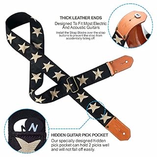 Nefelibata Sangle de guitare tissée cool – Sangles de guitare en coton avec première couche épaisse en cuir de vache tanné végétal pour acoustique, basse, électrique - Les Beatles, Paul McCartney, John Lennon, RIngo Starr, George Harrison Nefelibata Sangle de guitare tissée cool – Sangles de guitare en coton avec première couche épaisse en cuir de vache tanné végétal pour acoustique, basse, électrique – Image 5