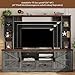 EnHomee Farmhouse Entertainment Center for 60 Inch TV with 2 LED Lights & Power Outlets, Tall TV Console Wood TV Stand with Storage Shelves for Living Room, Bedroom, Dark Grey