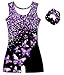 Vogseek 7-8 Years Girl's Gymnastics Leotards with Hair Scrunchie Girl Sparkle Dance Unitards Purple Butterfly's Glitter Active Biketards with Shorts for Kid Cute Tumbling Dance Outfit, Black