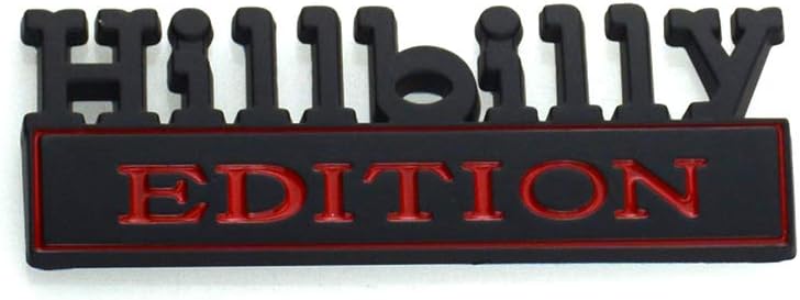 2PC Set HILLBILLY EDITION EMBLEM 3D Badge Nameplate Car Truck SUV Compatible with 150-350 Chevy Silverado 1500 2500 Chevrolet C10 C15 (Black Red)