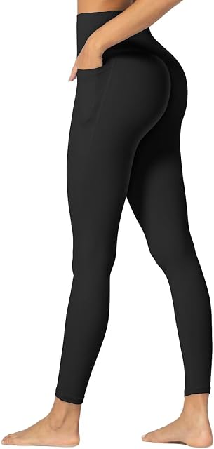 Leggings d'entraînement à l'écrevisse invisible Sunzfly avec des poches pour les femmes, pas de pantalons de yoga de gym avant avec contrôle tummy