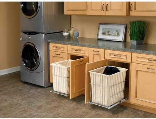 Rev-A-Shelf HRV-1520 S CR Pullout Chrome Wire Hamper with Liner