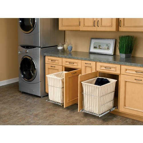 Rev-A-Shelf HRV-1520 S CR Pullout Chrome Wire Hamper with Liner