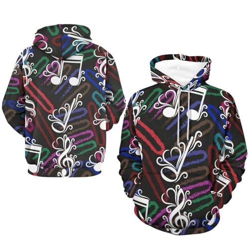 Hoodie notes de musique UMENG pull à capuche unisexe noir taille S - 7