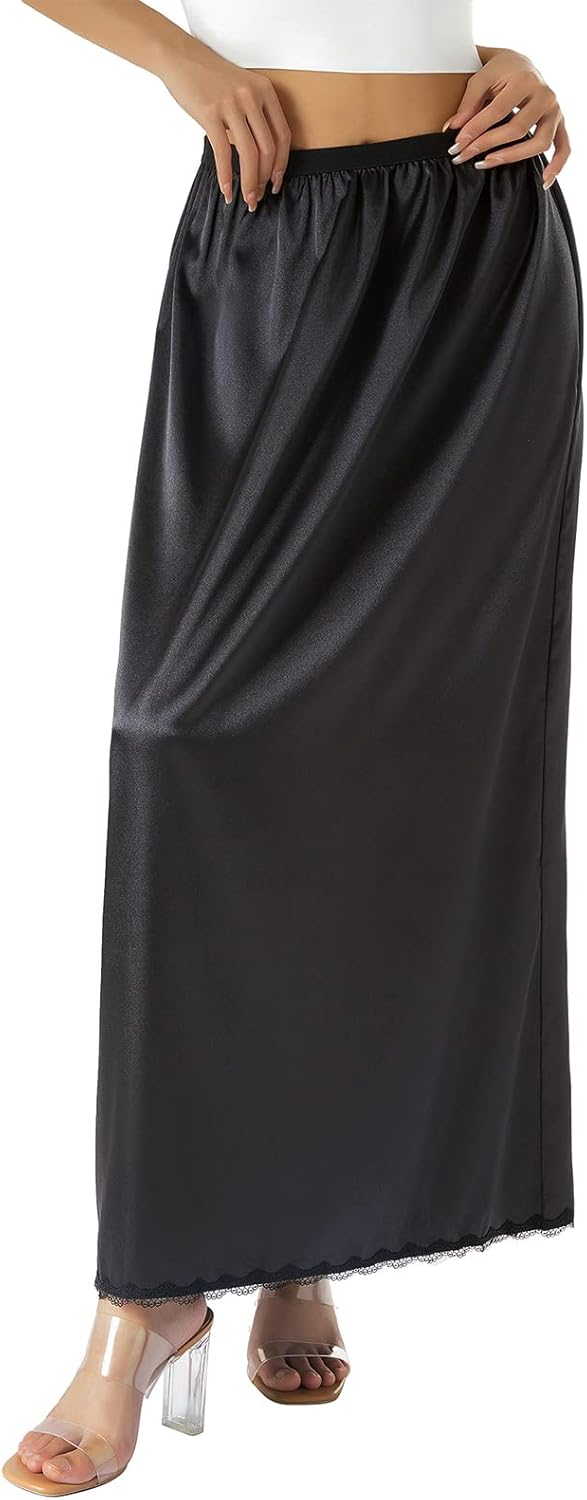 Aopwsrlyi Women Half Slip Underskirt Satin Silk Long Half Slip Skirt for Women Under Dress - Image 4