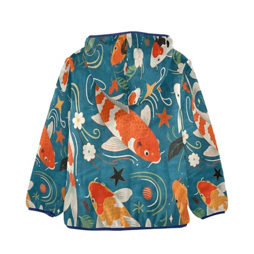Koi Fish Swim Among Flowers Toddler Fleece Jacket Girl Boys Hooded Fleece Jacket Coat Warm Outwear Zip-up 3-10T2