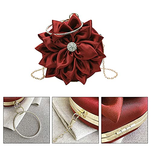Image of Buddy Women Rose Shaped Clutch Soft Satin Wristlet Handbag Wedding Party Purse