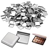MUKLEI 200 PCS Empty Eyeshadow Pans, 1 Inch Empty Square Metal Pans for Eyeshadow, Small Magnetic Metal Makeup Pan for Makeup Organizer, Silver﻿