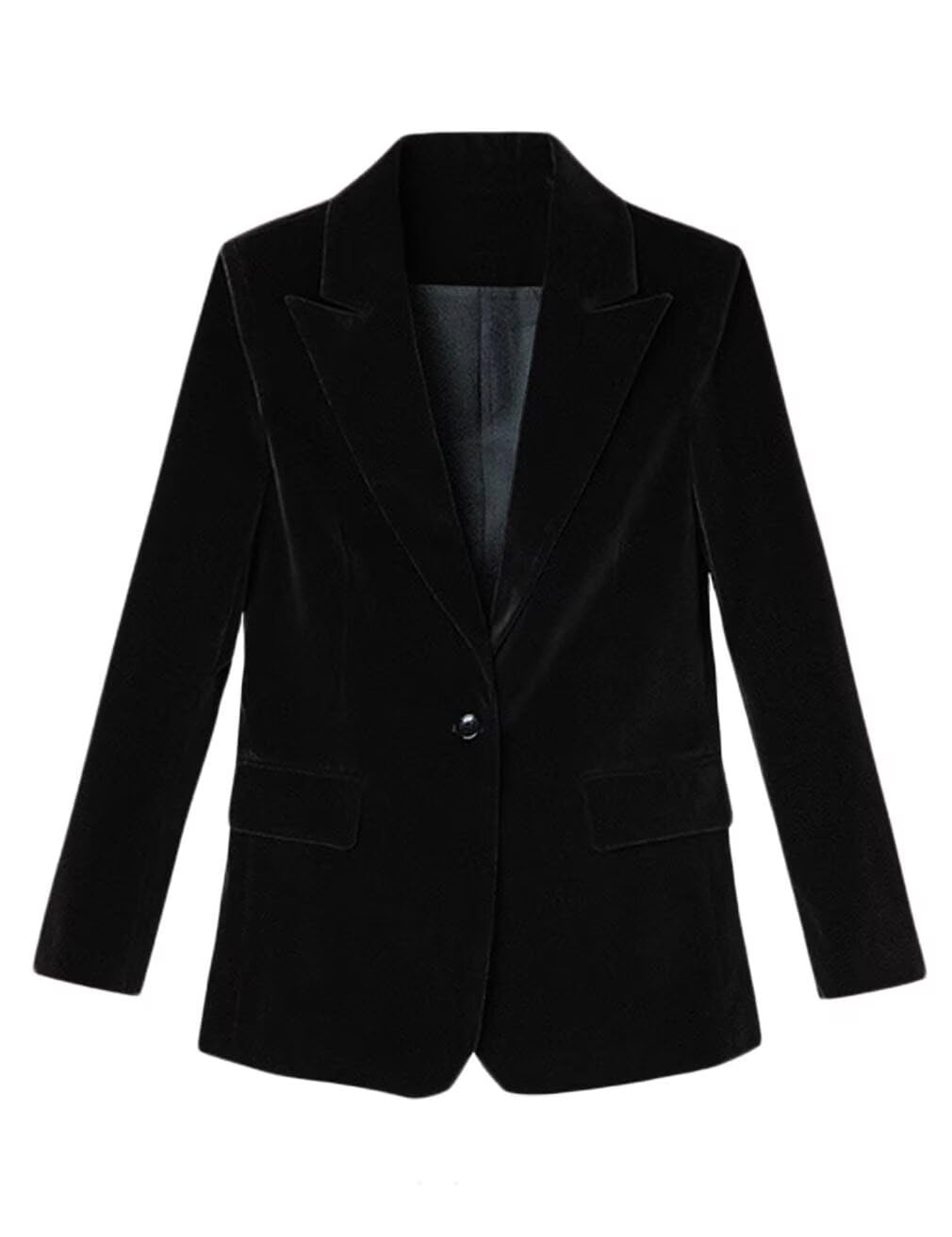 Velvet Womens Blazer Jacket for Work Professional One Button Peak Lapel Office Lady Casual Sport Coat
