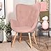 Meuble Cosy - Poltrona da salotto, in legno massiccio, rosa, 68 x 73 x 106 cm
