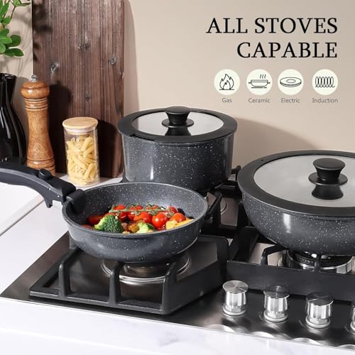 Image of GiPP Ceramic Pots and Pans Set Non Stick, Nonstick Detachable Handle Cookware Sets, Non Toxic Induction Kitchen Pot and Pan with Removable Handle, Healthy RV Cookware, Dishwasher &Oven Safe, 5 Piece