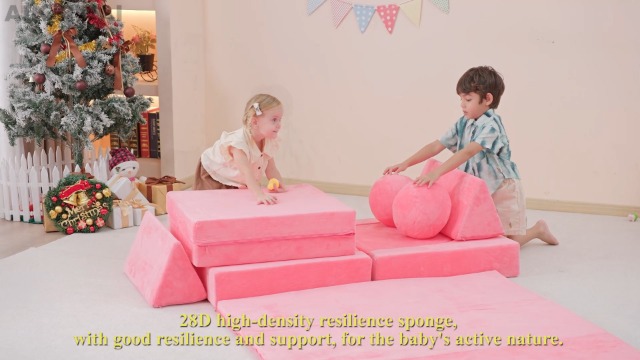 JungleDove 14-teiliges Modulares Kindersofa – Klettersofa, Krabbelmatte & Spiellandschaft In Einem
